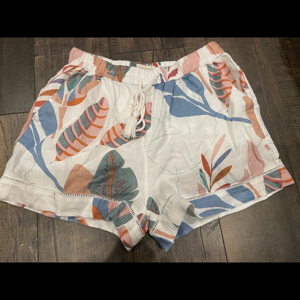 Cynthia Rowley Womens Multicolor Floral Drawstring Casual Shorts Size Medium